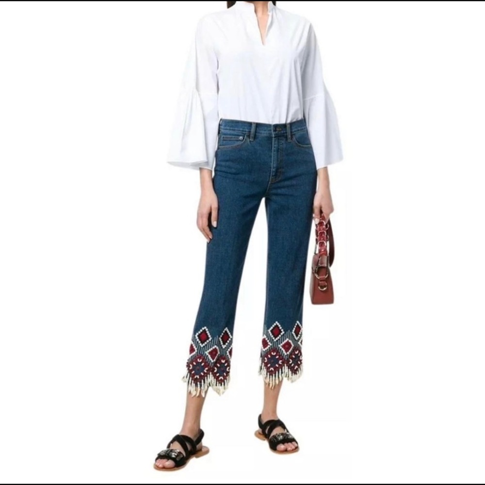 NWT Tory Burch Mia Beaded Jeans Size 28